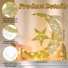 Gold Crescent Moon & Star Hanging Light – Ramadan & Eid Home Décor