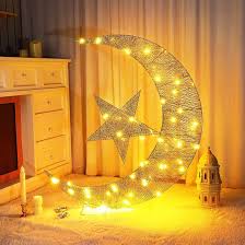 Gold Crescent Moon & Star Hanging Light – Ramadan & Eid Home Décor
