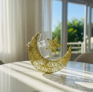 Gold Crescent Moon & Star Hanging Light – Ramadan & Eid Home Décor