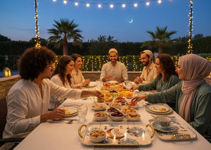 🌙 Ramadan Kareem Premium Decorative Tray – Elegant Crescent Moon & Lantern Design